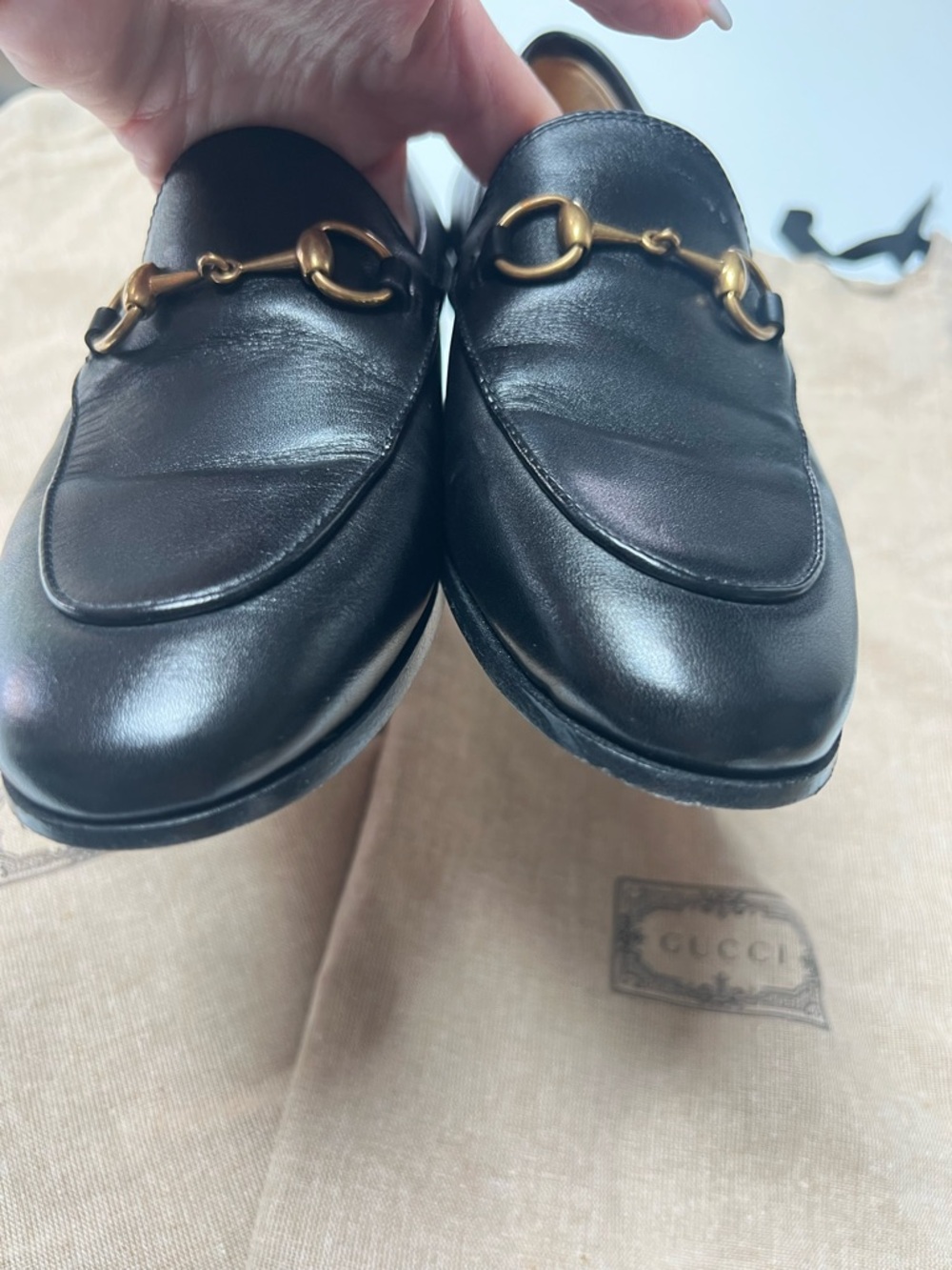 Gucci Black Leather Horsebit Loafers with Gold Hardware - Picture 9 of 14